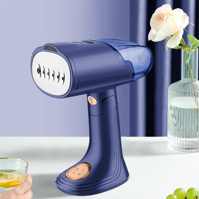 Aparat de Calcat Vertical Portabil cu Abur, Flippy, Putere 1500W, Rezervor Detasabil de 138ml, Priza, Functie Anti Calcar si Auto Curatare, Pliabil, cu Perie, 20x10.5x8 cm, Albastru [7]