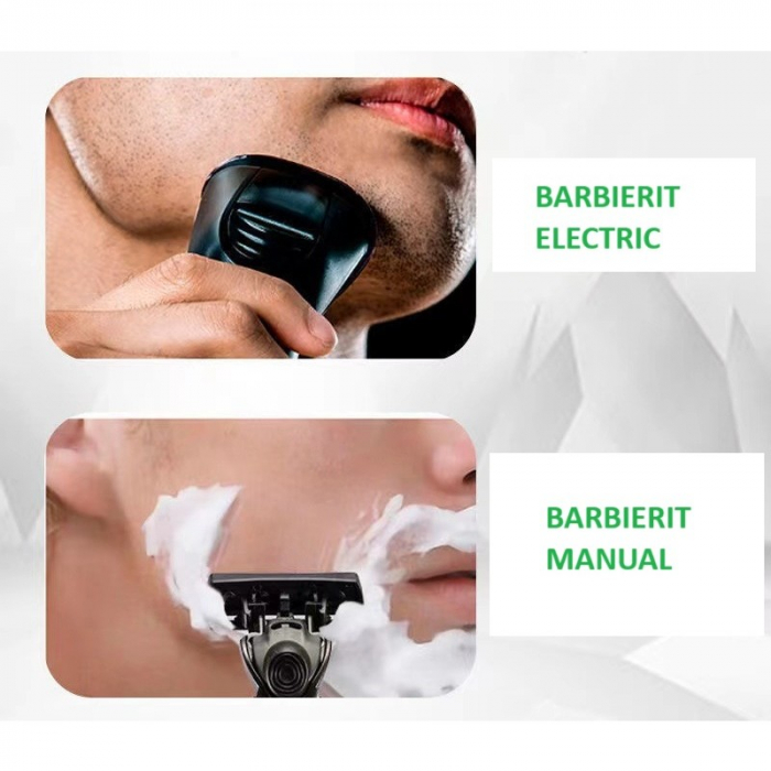 Aparat de Ras Manual, Flippy, din Otel Inoxidabil, Suport Lama + 7 Capete de Schimb Incluse, Cutie pentru Lame, Negru [4]