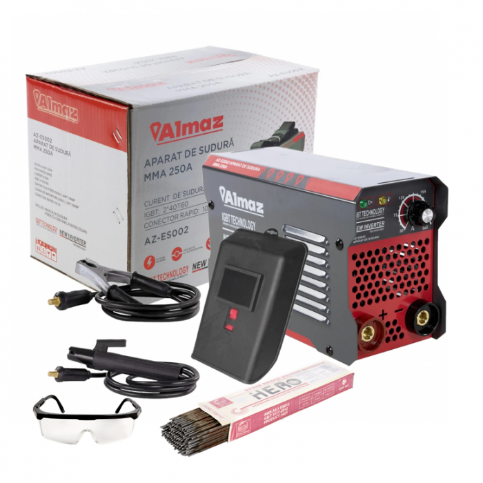 Aparat de sudura Almaz Ez-Es002 MMA 250 A + ochelari protectie + electrozi 2.5x300mm [1]