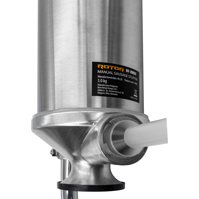 Aparat manual de facut carnati ROTOR RY-2005C, vertical, 3 kg, inox alimentar, 4 palnii, fixare pe masa cu clema [4]