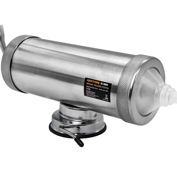 Aparat manual de facut carnati ROTOR RY-2005S, 3 kg, orizontal, inox alimentar, 3 palnii, fixare pe masa cu ventuza [3]