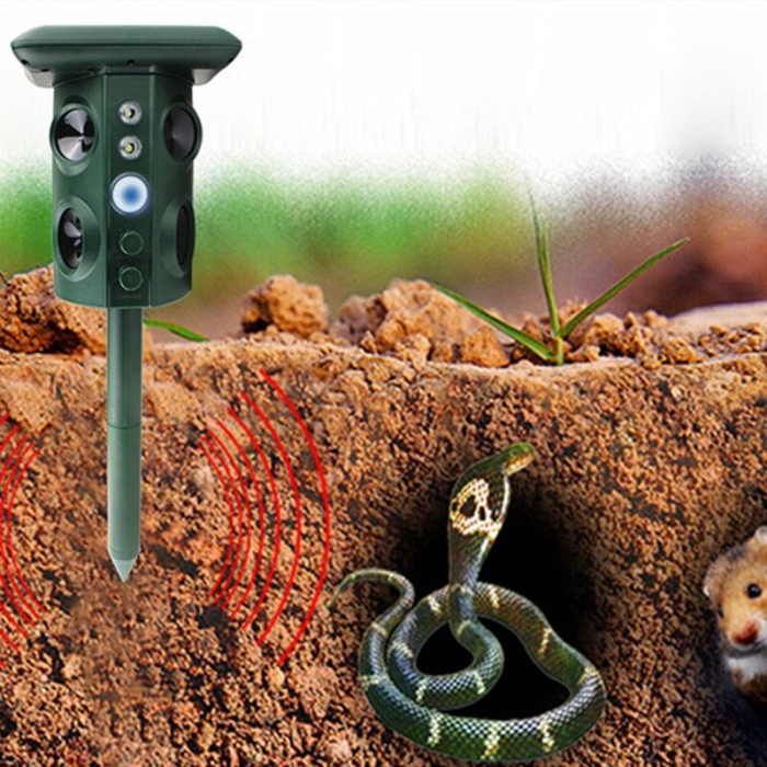 Lichidare Aparat Solar LED cu Ultrasunete, Flippy, Repelent pentru Animale Mari si Mici, Lumina Rosie si Alba, Anti Rozatoare, Anti Insecte, Frecventa 13.5KHZ-45.5KHZ, Senzor PIR, 15.5 x 15.4 x 26.2 c [3]