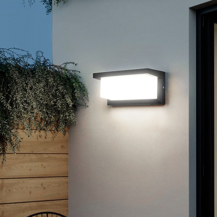 Aplica Solara De Exterior LED Flippy, 13.5 cm x 8 cm, 150 Lumeni 60 LED 18W, IP65, 3 trepte de lumina, Senzor de Lumina, FORMA ARC, Alb Rece [2]