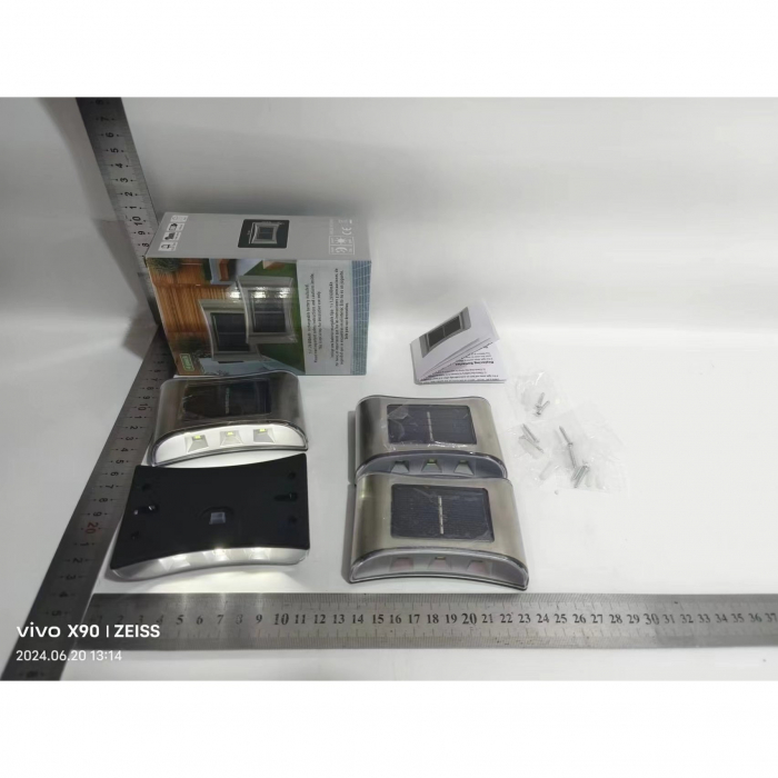 Aplica solara LED Flippy, ABS/Policarbonat, rezistenta la apa IP65, 6 LED-uri, pentru perete, trepte, borduri, terasa, 1.2V, 600mah, 10 x 6.5 cm, doua moduri de prindere, lumina alb rece, gri [7]