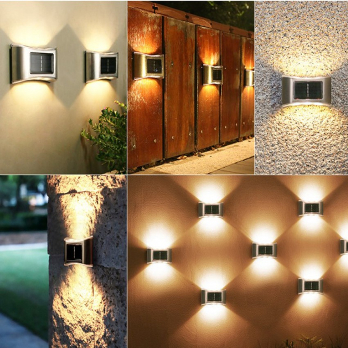 Aplica solara LED Flippy, ABS/Policarbonat, rezistenta la apa IP65, 6 LED-uri, pentru perete, trepte, borduri, terasa, 1.2V, 600mah, 10 x 6.5 cm, doua moduri de prindere, lumina alb calda, gri [4]