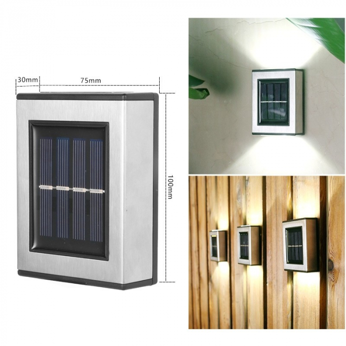 Aplica solara LED Flippy, ABS/Policarbonat, rezistenta la apa IP65, pentru trepte, borduri, terasa, 1.2V, 600mah, 10 x 7.5 x 3 cm, lumina alb calda, negru [5]