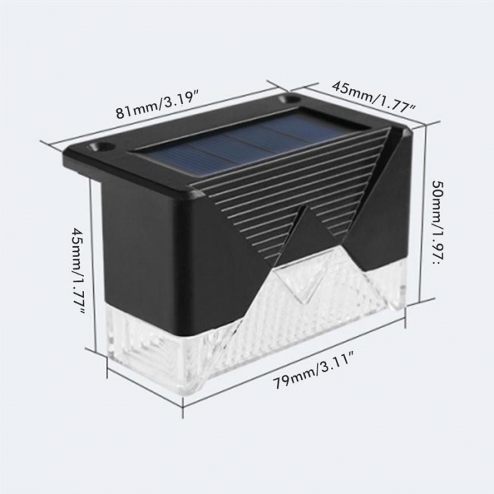 Aplica solara LED Flippy, ABS/Policarbonat, rezistenta la apa IP65, pentru trepte, borduri, terasa, 1.2V, 600mah, 7.9 x 5 cm, lumina multicolora, negru [6]