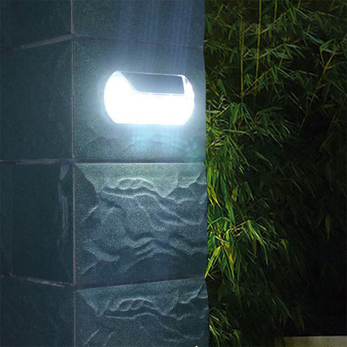 Aplica solara LED SMD pentru perete Flippy, cu senzor de miscare, dreptunghiulara, IP44, luminozitate mare 40 LED-uri, 3.7V, 1200mah, autonomie 8 ore, 19.2 x 8.9 cm, alb rece [5]