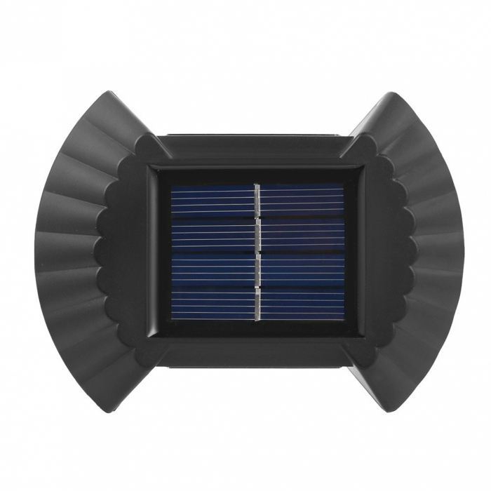 Set 4 Aplice solare LED Bidirectionale pentru perete Flippy, in forma de funda, 8 LED-uri, material ABS si PC, lumina puternica, IP65, 10 x 7.5 cm, baterie 1.2 V, 300 mAh, autonomie 8-10 ore, alb cald [1]