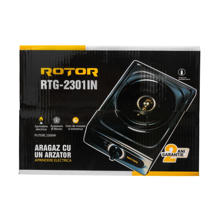 Aragaz cu 1 arzator si aprindere piezoelectrica pe gaz ROTOR RTG-2301IN, 2300W, GPL [4]