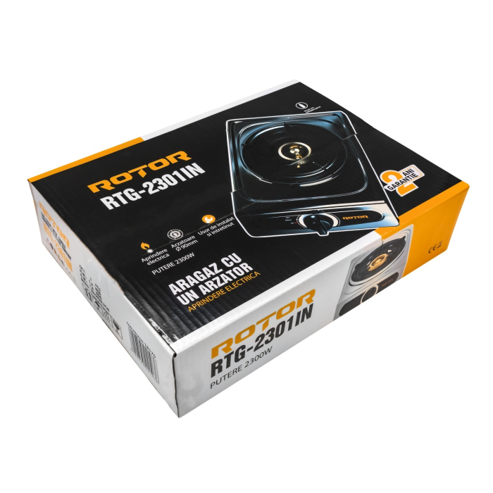 Aragaz cu 1 arzator si aprindere piezoelectrica pe gaz ROTOR RTG-2301IN, 2300W, GPL [5]