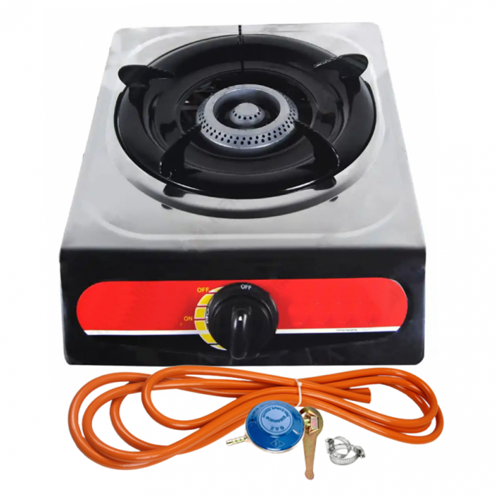 Aragaz din inox, 1 ochi, aprindere pe quartz + Kit reglabil gpl RH-10 + Tub flex 2M+2 Coliere [1]