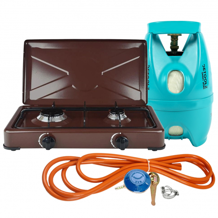 Aragaz maro, 2 ochiuri + Kit reglabil gpl RH-10 + Tub flex 2M+2 Coliere + Butelie 5L [1]