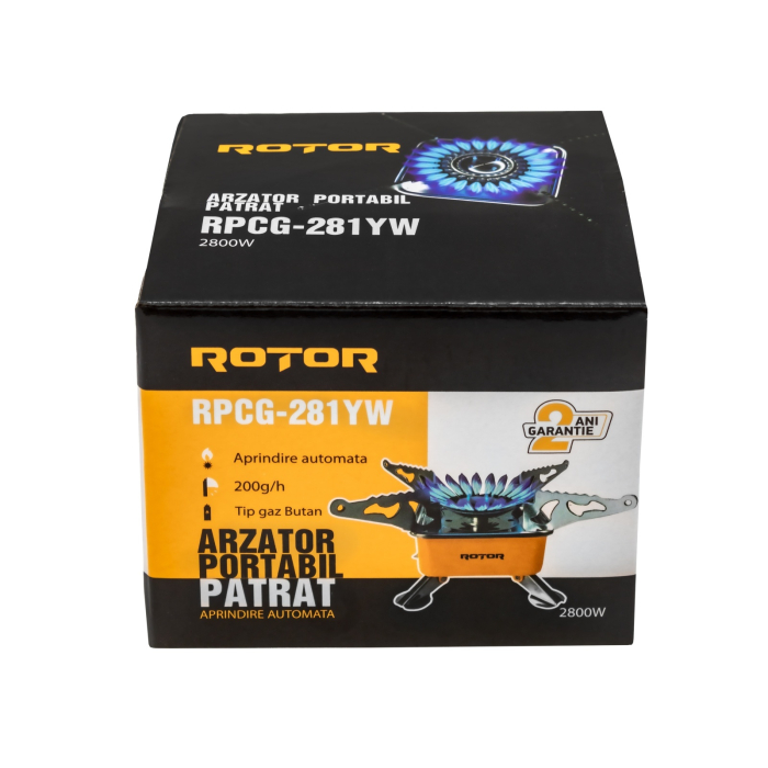 Arzator portabil cu aprindere automata ROTOR RPCG-281YW, 2.8 kW, butan, consum 200 g/h [4]