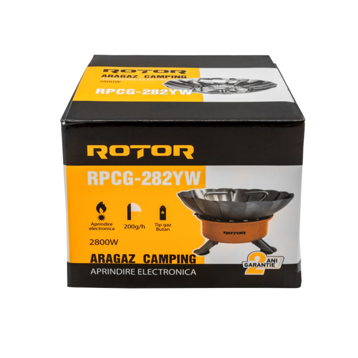 Arzator portabil rezistent la vant cu aprindere electronica ROTOR RPCG-282YW, 2.8 kW, butan, consum 200 g/h [5]