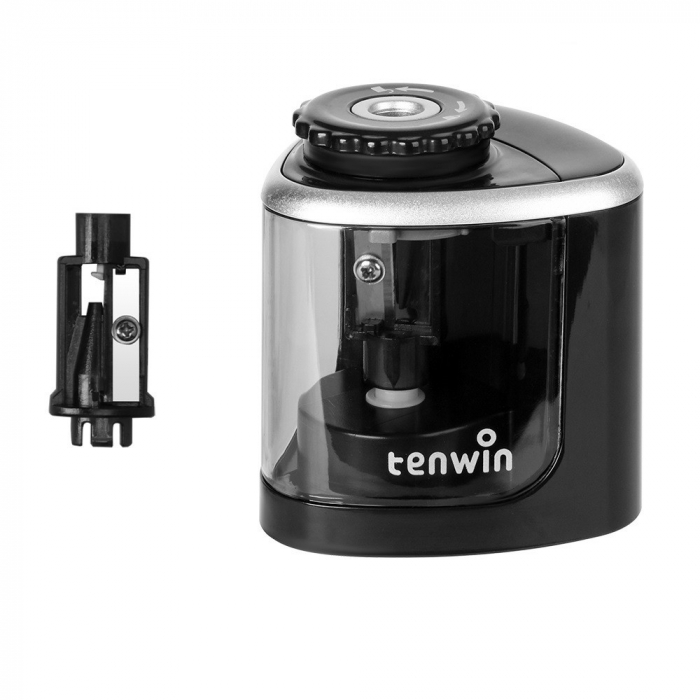Ascutitoare Electrica Semi-Automata, Flippy, din Plastic, Baterii 2 x AA (neincluse), 6.5 x 6.5 x 7.5 cm, Negru [1]