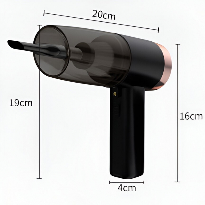 Aspirator Portabil Auto, Flippy, pentru Casa si Masina, Cablu Auto, Tub Prelungitor, 4 Capete de Aspirare, 20x16x19cm, Negru [7]