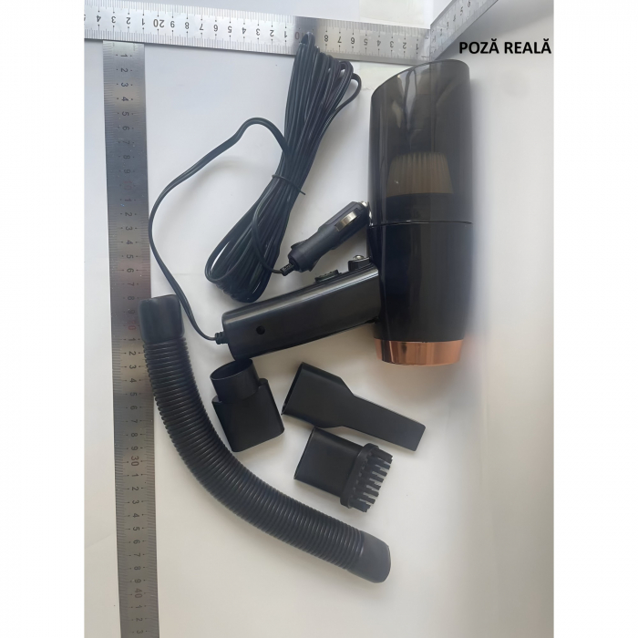 Aspirator Portabil Auto, Flippy, pentru Casa si Masina, Cablu Auto, Tub Prelungitor, 4 Capete de Aspirare, 20x16x19cm, Negru [6]