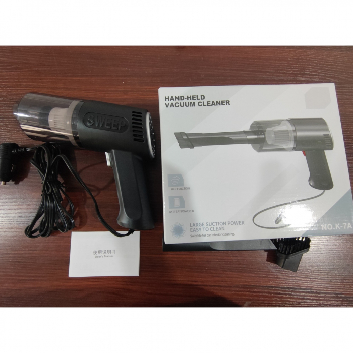 Aspirator Portabil Auto, Flippy, Tip Pistol K7A, Pentru Casa si Masina, Cablu Auto, 36 x 17 cm, Negru [16]