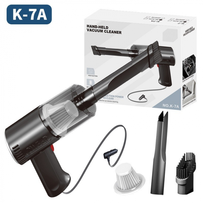 Aspirator Portabil Auto, Flippy, Tip Pistol K7A, Pentru Casa si Masina, Cablu Auto, 36 x 17 cm, Negru [2]