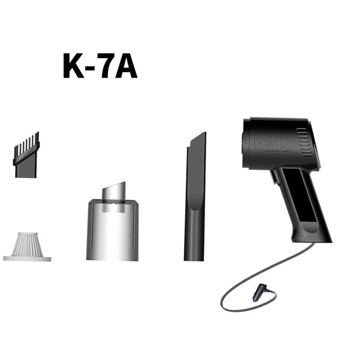 Aspirator Portabil Auto, Flippy, Tip Pistol K7A, Pentru Casa si Masina, Cablu Auto, 36 x 17 cm, Negru [4]