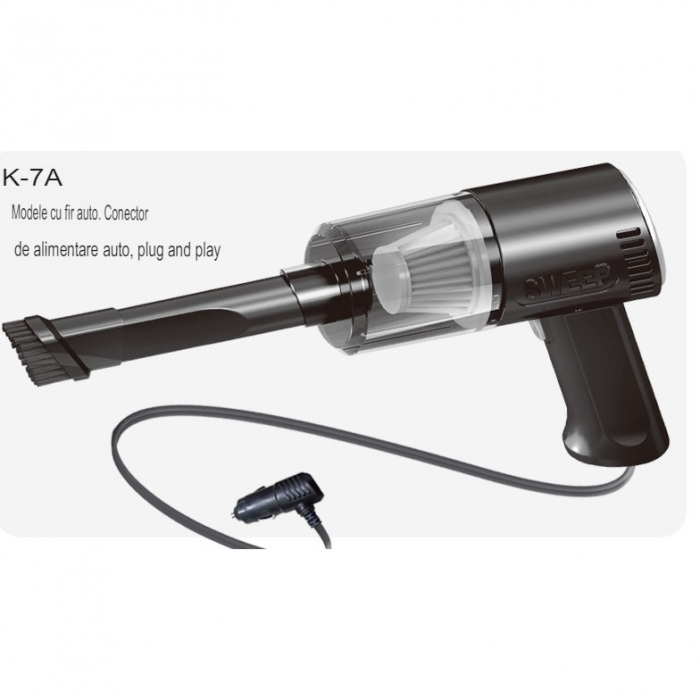 Aspirator Portabil Auto, Flippy, Tip Pistol K7A, Pentru Casa si Masina, Cablu Auto, 36 x 17 cm, Negru [11]
