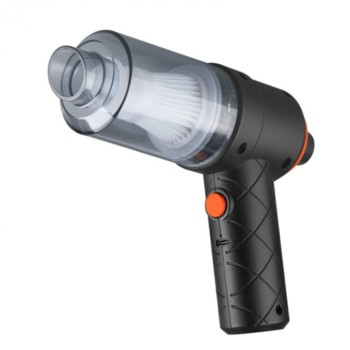 Aspirator Portabil fara Fir, Flippy, Tip Pistol 2 in 1, Suflare si Aspirare, Incarcare USB, Pentru Casa si Masina, Autonomie 30 min, Negru [9]