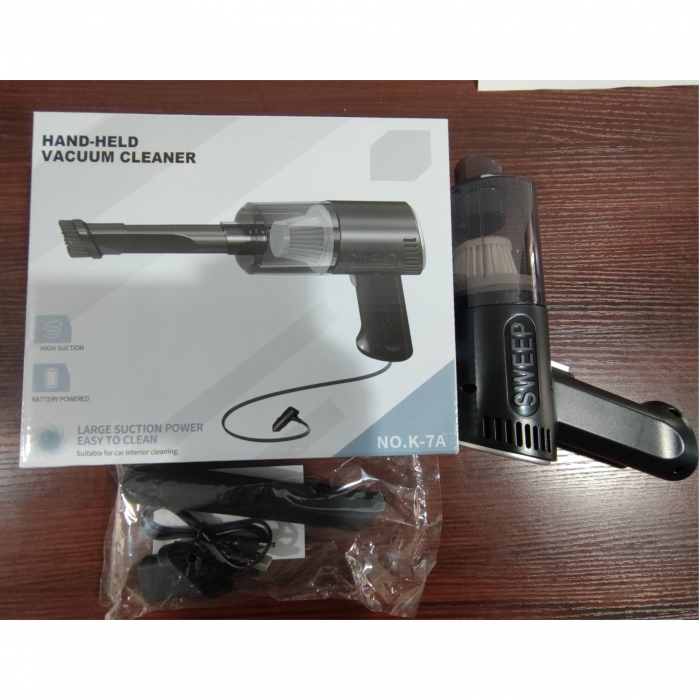 Aspirator Portabil Fara Fir, Flippy, Tip Pistol K7, Pentru Casa si Masina, Incarcare USB, Autonomie 30 Min, 36 x 17 cm, Negru [12]