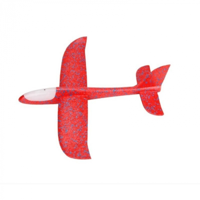 Avion Planor cu Pilot, Flippy, Din Polistiren, Cu Lumini in Cabina Pilotului, Lungime 47 cm, Rosu [2]