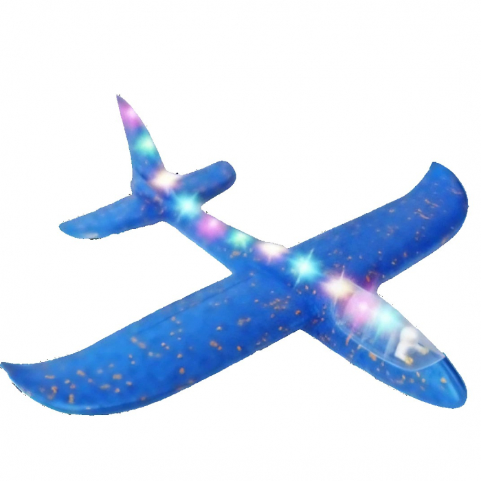 Avion Planor cu Pilot, Flippy, Din Polistiren, Cu Lumini pe Toata Lungimea, 47 cm, Albastru [1]