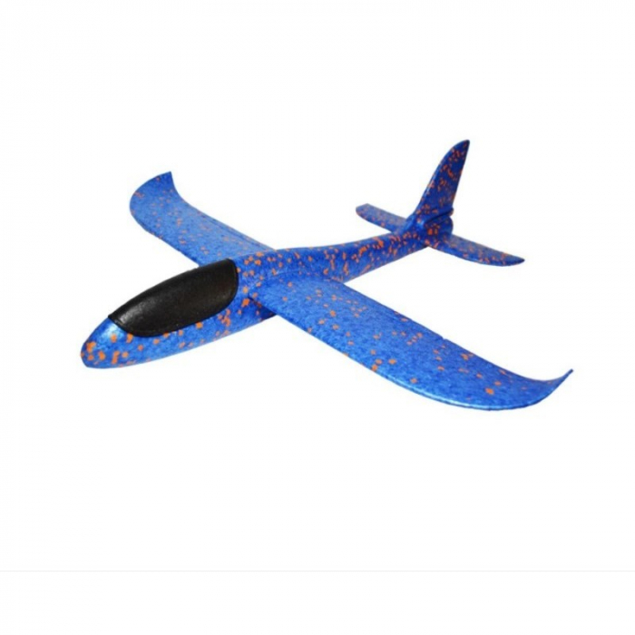 Avion planor din polistiren in punga , lungime 47 cm , Albastru , Flippy [1]