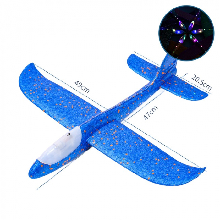 Avion Planor Flippy, cu Lumini pe Toata Lungimea, din Poliester, 48 cm, Albastru [2]