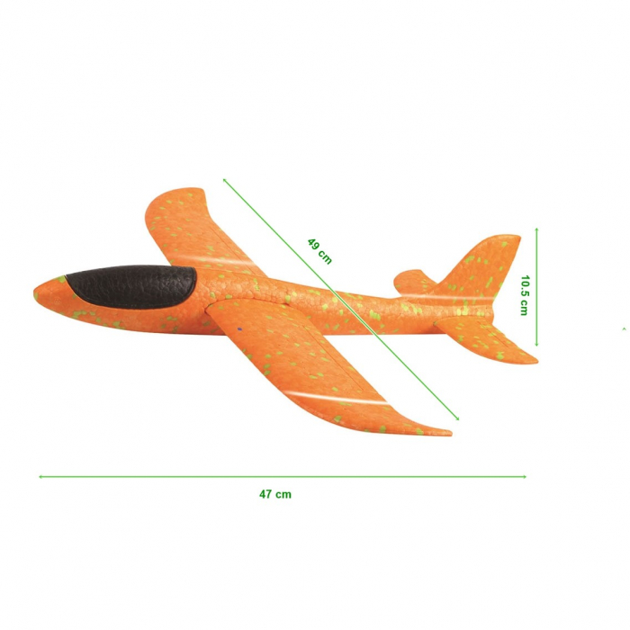 Avion Planor, in punga, Flippy, din Polistiren, Lungime 47 cm, Portocaliu [3]