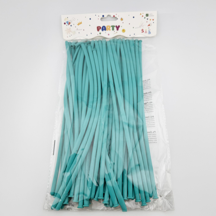 Baloane de Modelaj, Flippy, Set 50 bucati, Model Standard, din Latex, 30 x 1.5 cm, 1.8 g per unitate, pana la 150 cm, Albastru Tiffany [4]