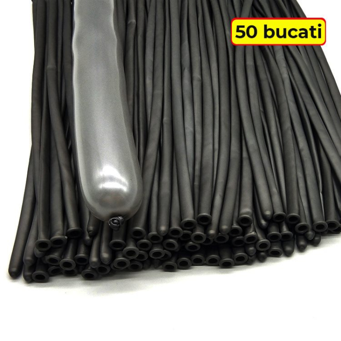 Baloane de Modelaj, Flippy, Set 50 bucati, Model Standard, din Latex, 30 x 1.5 cm, 1.8 g per unitate, pana la 150 cm, Negru [3]