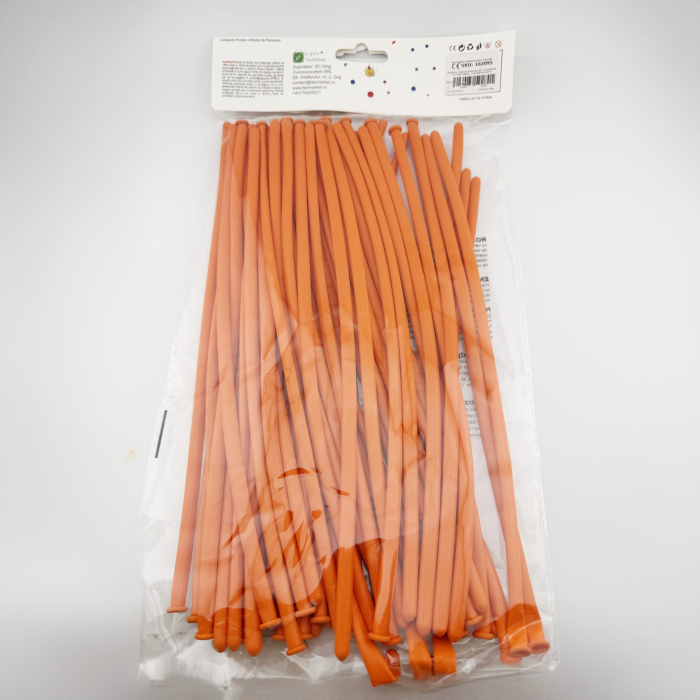 Baloane de Modelaj, Flippy, Set 50 bucati, Model Standard, din Latex, 30 x 1.5 cm, 1.8 g per unitate, pana la 150 cm, Portocaliu [4]