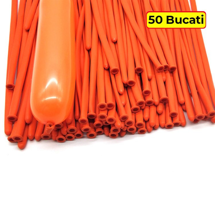 Baloane de Modelaj, Flippy, Set 50 bucati, Model Standard, din Latex, 30 x 1.5 cm, 1.8 g per unitate, pana la 150 cm, Portocaliu [3]