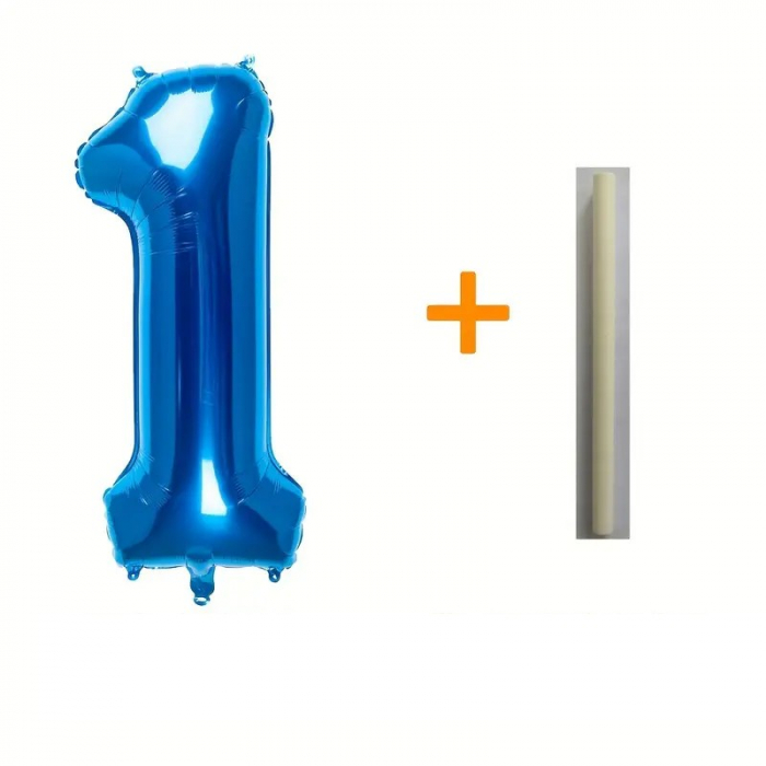 Balon din Folie Flippy, Cifra 1, 81 cm, Pentru Aer sau Heliu, Bulk, Albastru [2]