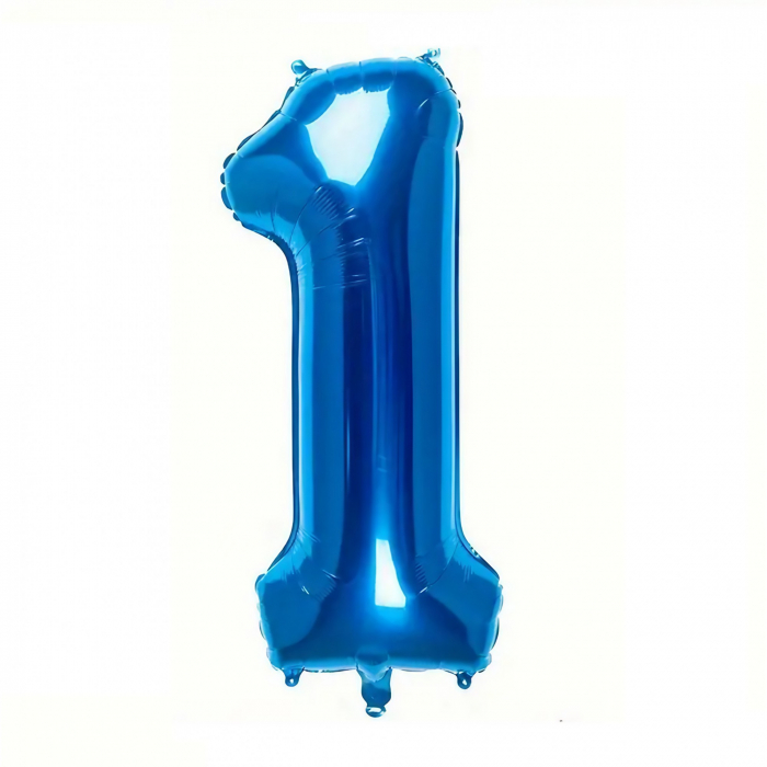 Balon din Folie Flippy, Cifra 1, 81 cm, Pentru Aer sau Heliu, Bulk, Albastru [1]