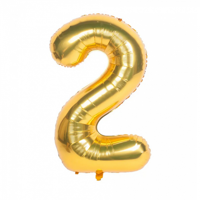 Balon din Folie Flippy, Cifra 2, 81 cm, Pentru Aer sau Heliu, Auriu [1]