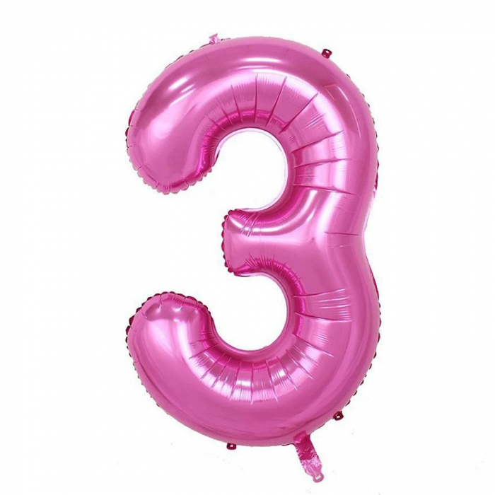 Balon din Folie Flippy, Cifra 3, 81 cm, Pentru Aer sau Heliu, Mov [1]