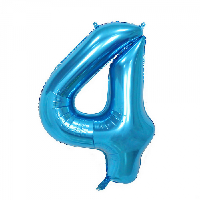 Balon din Folie Flippy, Cifra 4, 81 cm, Pentru Aer sau Heliu, Bulk, Albastru [1]