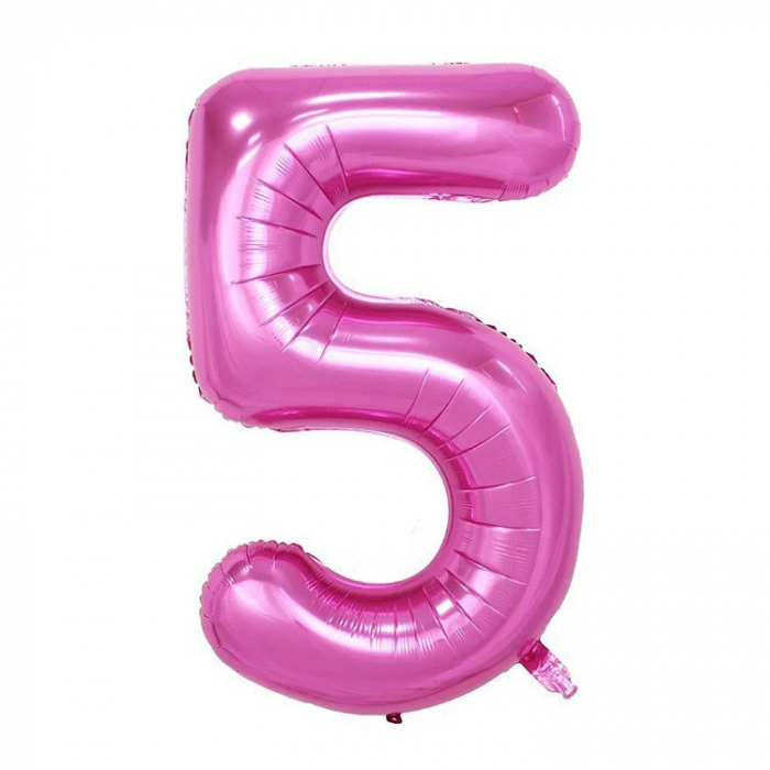 Balon din Folie Flippy, Cifra 5, 81 cm, Pentru Aer sau Heliu, Bulk, Mov [1]