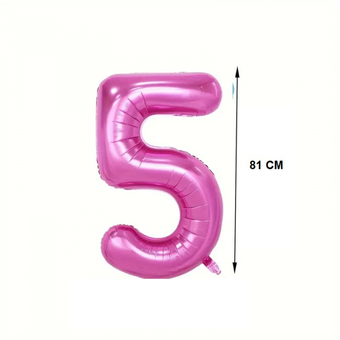 Balon din Folie Flippy, Cifra 5, 81 cm, Pentru Aer sau Heliu, Bulk, Mov [2]