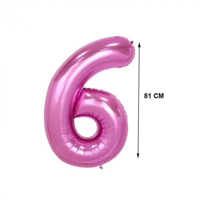 Balon din Folie Flippy, Cifra 6, 81 cm, Pentru Aer sau Heliu, Bulk, Mov [2]