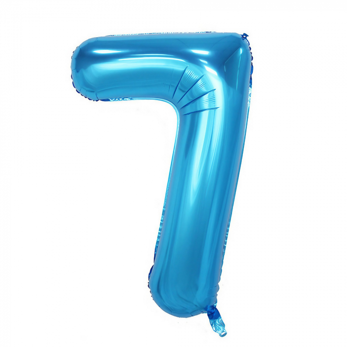 Balon din Folie Flippy, Cifra 7, 81 cm, Pentru Aer sau Heliu, Bulk, Albastru [1]