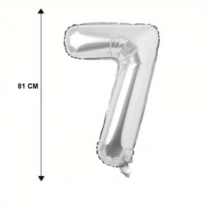 Balon din Folie Flippy, Cifra 7, 81 cm, Pentru Aer sau Heliu, Bulk, Argintiu [4]