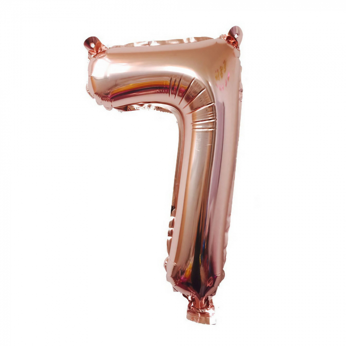 Balon din Folie Flippy, Cifra 7, 81 cm, Pentru Aer sau Heliu, Bulk, Roz Auriu [1]