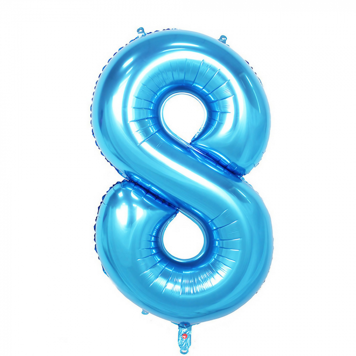 Balon din Folie Flippy, Cifra 8, 81 cm, Pentru Aer sau Heliu, Bulk, Albastru [1]