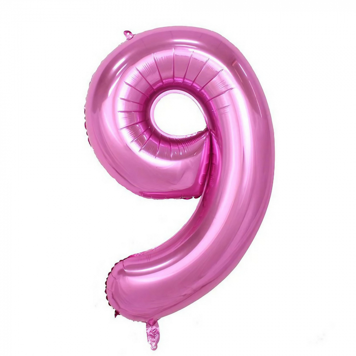 Balon din Folie Flippy, Cifra 9, 81 cm, Pentru Aer sau Heliu, Bulk, Mov [1]